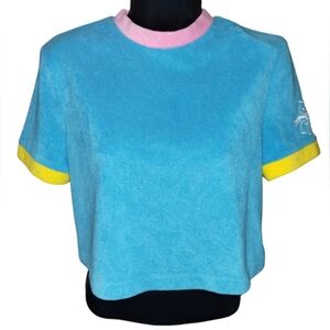 ATM blue pink and yellow top size small
